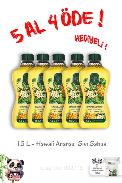 Hawaii Ananas Sıvı Sabun 1.5 L 5 Al 4 Öde ve Rosie Hediye ürün görseli 1