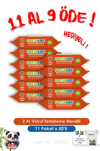 Vücut Temizleme Havlusu 50'li 2 XL 11 Al 9 Öde ürün görseli 1