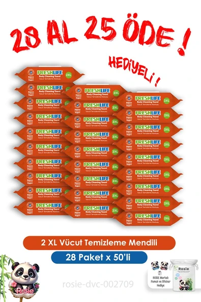 2 XL Vücut Temizleme Havlusu 50'li Freshlife 28 Al 25 Öde ürün görseli 1