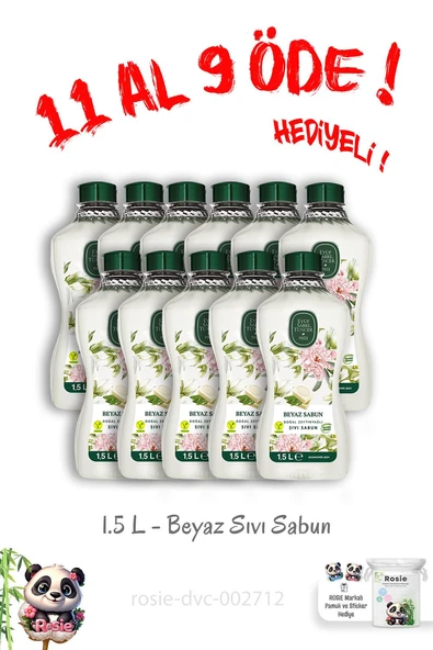 11 Al 9 Öde Doğal Zeytinyağlı Sıvı Beyaz Sabun 1.5 L ve Rosie Hediye ürün görseli 1