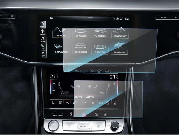 Audi A6 2019-2024 Model Alt Üst Navigasyon ve Bilgi Ekranı Uyumlu 9H Nano Ekran Koruyucu ürün görseli 1