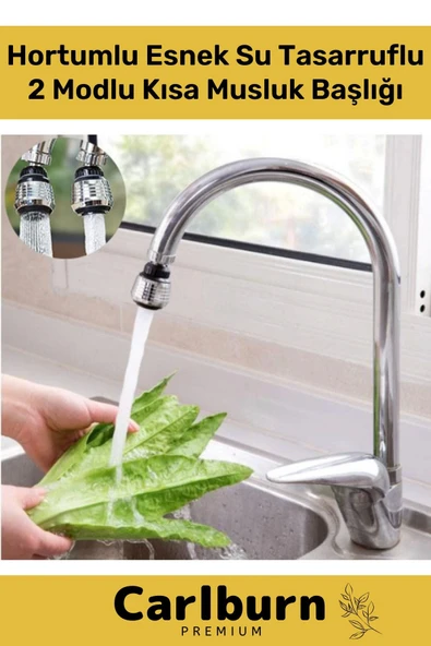 Paslanmaz Mutfak Banyo Lavabo Dayanıklı 360° Dönebilen Su Tasarruflu 2 Modlu Kısa Musluk Başlığı ürün görseli 1