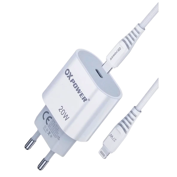 OXpower IPHONE ŞARJ ADAPTÖRÜ VE DATA KABLOSU TYP-C TO LİGHTNİNG 20W ürün görseli 1