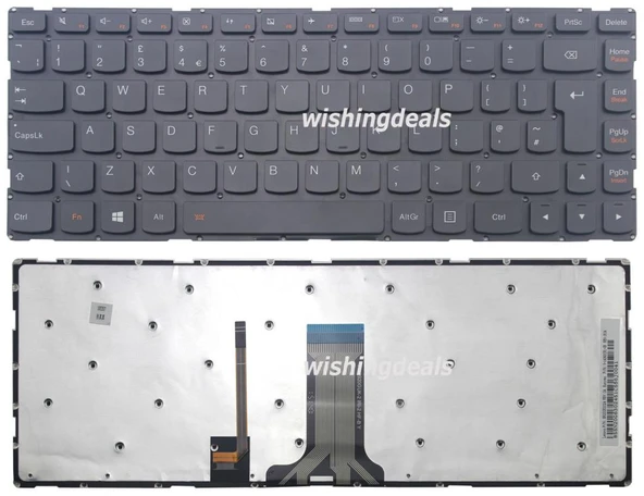 Lenovo Flex 3 14 Notebook Klavye - Tuş Takımı (Siyah TR) ışıklı ürün görseli 1