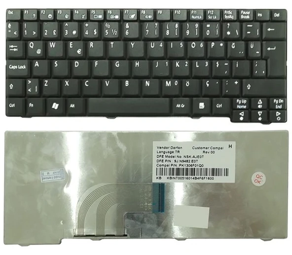 Acer Aspire D150-1920  D150-1860 Notebook Klavyesi - Siyah - TR ürün görseli 1