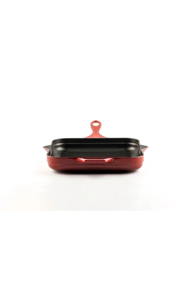 Hosse Hskgtv 2828 Kare Grill Döküm Tava 28X28 cm Yardımcı Kulplu Kırmızı ürün görseli 1