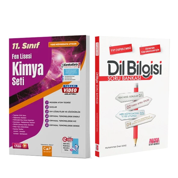 Çap Yayınları 11.Sınıf Fen Lisesi Kimya Seti ve AKM Dil Bilgisi Soru Bankası Seti 2 Kitap ürün görseli 1