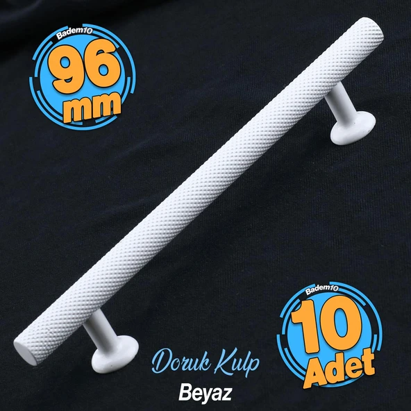 10 Adet Doruk Beyaz Metal Kulp 96 mm-9.6 cm Mobilya Çekmece Mutfak Dolabı Dolap Kulbu Kulpu Beyaz ürün görseli 1