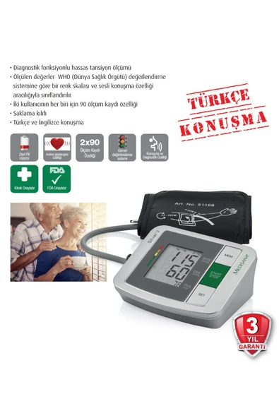 MEDİKALCİM Medisana Türkçe Konuşan Tansiyon Ölçme Cihazı ürün görseli 1