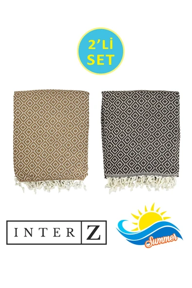 2'li Set Peştemal Plaj Havlusu , %100 Pamuk , Xxl 90x170cm, Bodrum ürün görseli 1