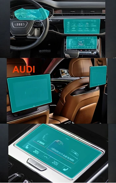Audi A8 2023-2024 Model Araç içi Tüm Ekranlar için Uyumlu 6 Parça Set 9H Nano Ekran Koruyucu ürün görseli 1