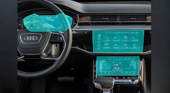 Audi S8 2023-2024 Model Alt Üst Multimedya ve Gösterge Uyumlu 3 Parça 9H Nano Ekran Koruyucu ürün görseli 1