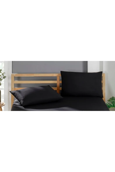 2 Adet Pamuklu Yastık Kılıfı 50 X 70 Cm Siyah ürün görseli 1