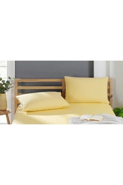 2 Adet Pamuklu Yastık Kılıfı 50 X 70 Cm Sarı ürün görseli 1