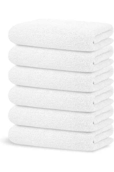 6'lı Set Beyaz %100 Pamuk Otel Banyo Havlusu 70X140 Cm, Otel Havlusu ürün görseli 1