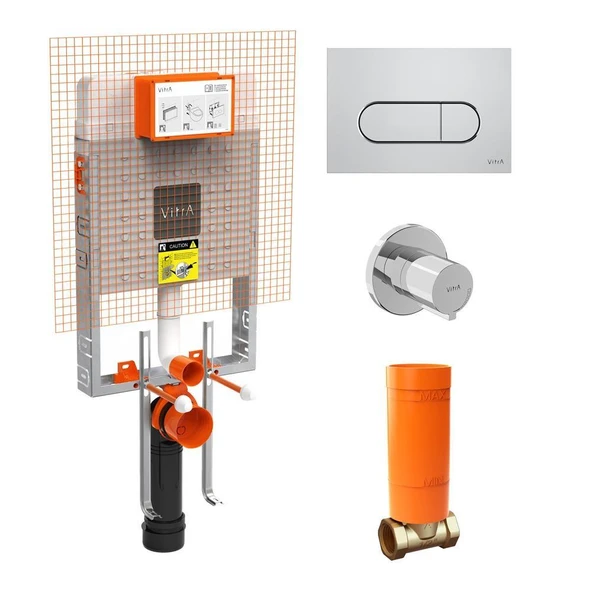 Vitra Gömme Rezervuar 3'lü Set-Kumanda Paneli +Stop Valf 800-2027 ürün görseli 1