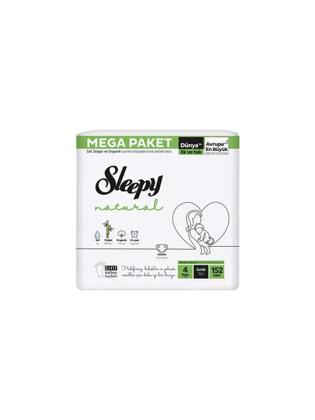 Sleepy Natural 4 Numara Maxi 152'li Bebek Bezi ürün görseli 1