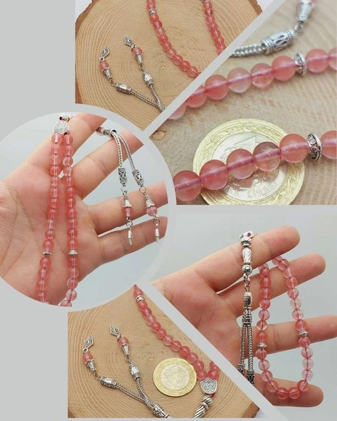 Gül Kuvars Taşı 33lük Tesbih 6mm (51362) ürün görseli 1