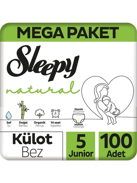 Sleepy Natural 5 Numara Junior 100'lü Külot Bez ürün görseli 1