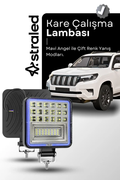 ASTRALED  Off Road 12-24 Volt Kare Sis Farı DRL MAVİ 4 inç 126 W Oto Çalışma Lambası ürün görseli 1