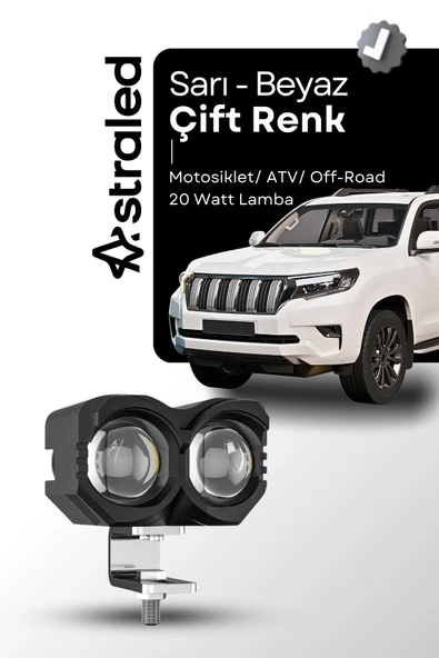 ASTRALED  Çift Renk Sarı Beyaz 60 Watt Motosiklet ATV Off Road Led Lamba ürün görseli 1