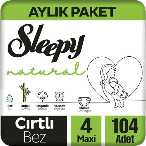 Sleepy Natural 4 Numara Maxi 104'lü Bebek Bezi ürün görseli 1