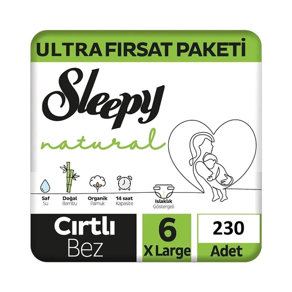 Sleepy Natural 6 Numara XLarge 230'lu Bebek Bezi ürün görseli 1