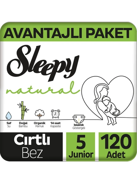 Sleepy Natural 5 Numara Junior 120'li Bebek Bezi ürün görseli 1
