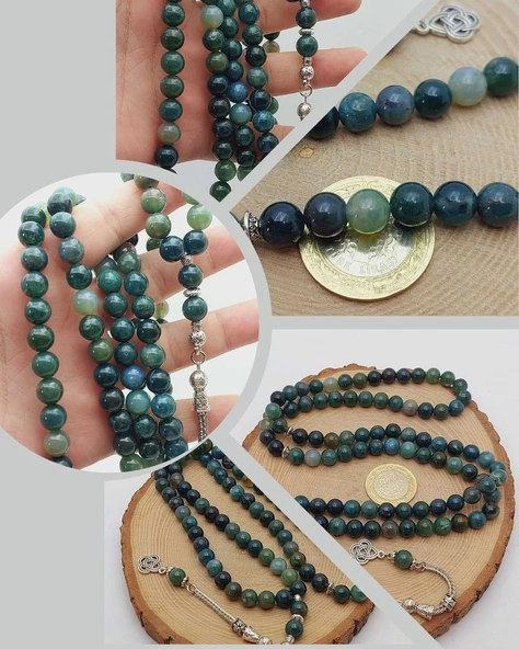 Yosunlu Akik Taşı 99luk Tesbih 8mm (55986) ürün görseli 1