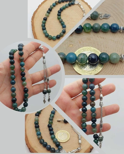 Yosunlu Akik Taşı Tesbih 33Lük 8mm (55986) ürün görseli 1