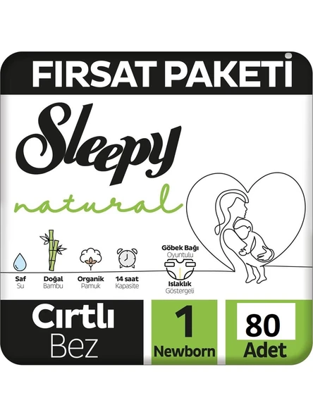 Sleepy Natural 1 Numara Yenidoğan 80'li Bebek Bezi ürün görseli 1