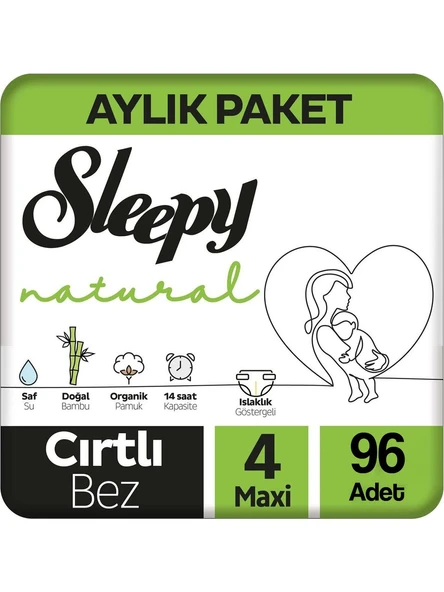 Sleepy Natural 4 Numara Maxi 96'lı Bebek Bezi ürün görseli 1