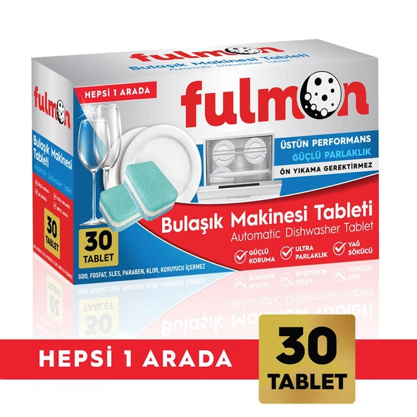 FULMON 30'LU BULAŞIK MAKİNESİ TABLETİ HEPSİ BİR ARADA ürün görseli 1