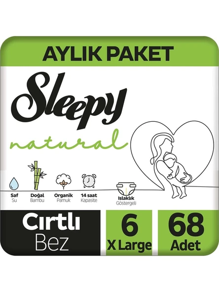 Sleepy Natural 6 Numara XLarge 68'li Bebek Bezi ürün görseli 1