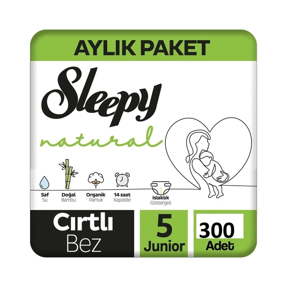 Sleepy Natural 5 Numara Junior 300'lü Bebek Bezi ürün görseli 1