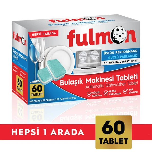 FULMON 60'LI BULAŞIK MAKİNESİ TABLETİ HEPSİ BİR ARADA ürün görseli 1