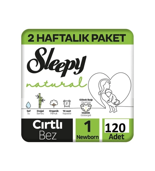Sleepy Natural 1 Numara Yenidoğan 120'li Bebek Bezi ürün görseli 1