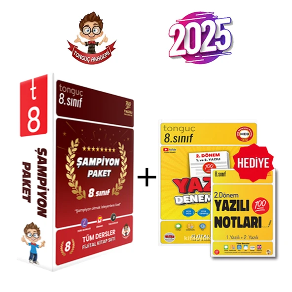 Tonguç Akademi 8. Sınıf Tüm Dersler Şampiyon Paket + 8. Sınıf Yazılı Denemeler - Yazılı Notları ürün görseli 1