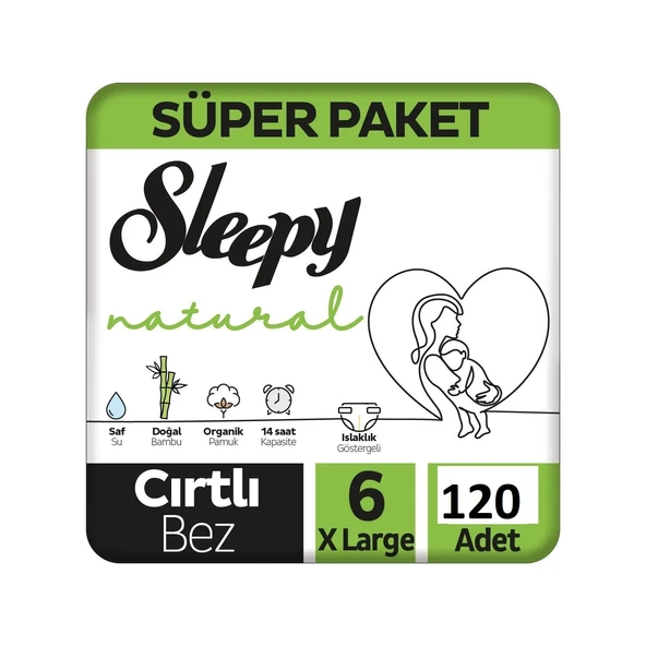 Sleepy Natural 6 Numara Xlarge 120'li Bebek Bezi ürün görseli 1