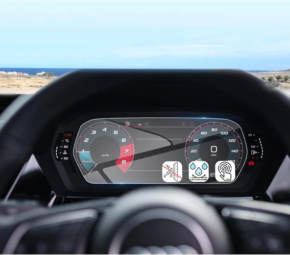 Audi S3 2021-2024 Model Direksiyon Arkası Gösterge Panel Uyumlu  9H Nano Ekran Koruyucu ürün görseli 1