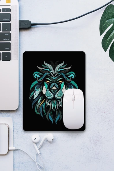 SonicTouch Mozaik Aslan Yeşil Pürüzsüz Yüzey Kaymaz Taban Dikişsiz Kenar Gamer Oyuncu Mouse Pad 19x23cm ürün görseli 1