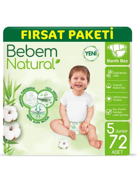 Bebem Natural 5 Numara Junior 72'li Bebek Bezi ürün görseli 1