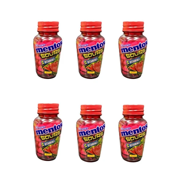 Mentos Sours Çilek Aromalı C Vitaminli Tablet Şekerleme 49 g x 6 Adet ürün görseli 1