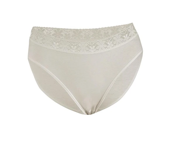 6 Adet Yıldız Bayan Likralı Beli Dantelli Bikini Külot Ekru 3523 ürün görseli 1