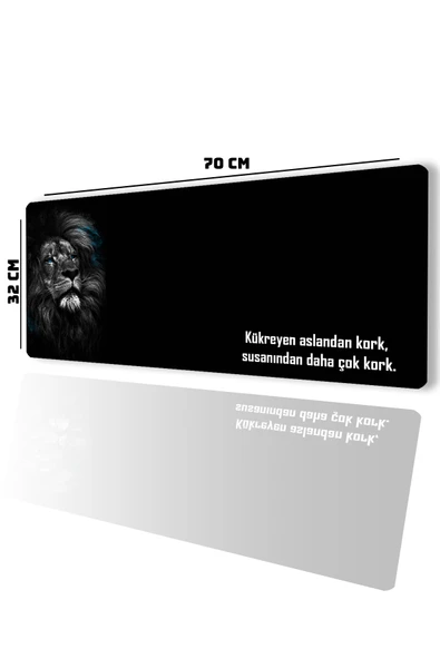 SonicTouch Kork Aslandan Gamer Oyuncu Dikişsiz Sıvı Geçirmez Siyah Klavye Mouse Pad 32x70Cm ürün görseli 1