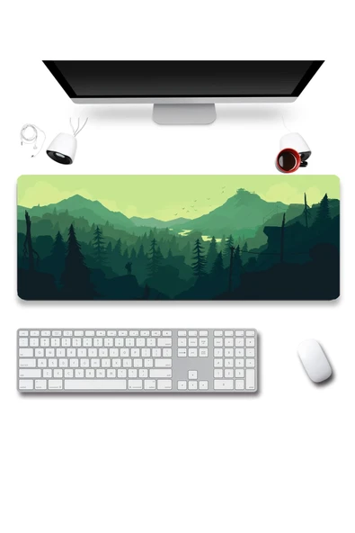 SonicTouch UltraGrand Dağ Orman Manzaralı Yeşil Dikişsiz Xxl Gaming Oyuncu Masaüstü Klavye Mouse Pad 40x90Cm ürün görseli 1