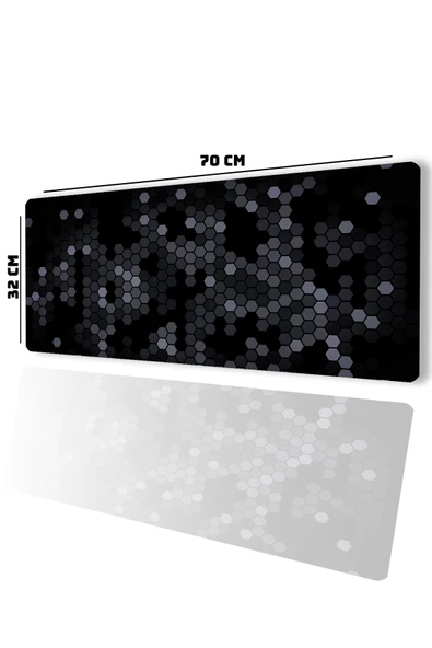 SonicTouch Siyah Gri Petek Desenli Gamer Oyuncu Dikişsiz Sıvı Geçirmez Klavye Mouse Pad 32x70Cm ürün görseli 1
