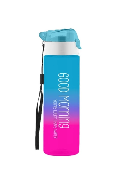 Plastik 500cc Good Morning Su Şişesi Matarası Suluk Mavi Mor ürün görseli 1