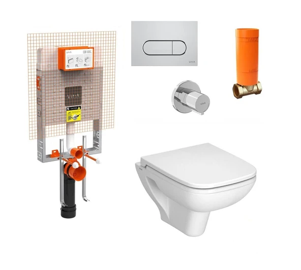 VitrA S20 Square Beyaz Kısa Asma Klozet ve Gömme Rezervuar Tam Set 800-2027 ürün görseli 1