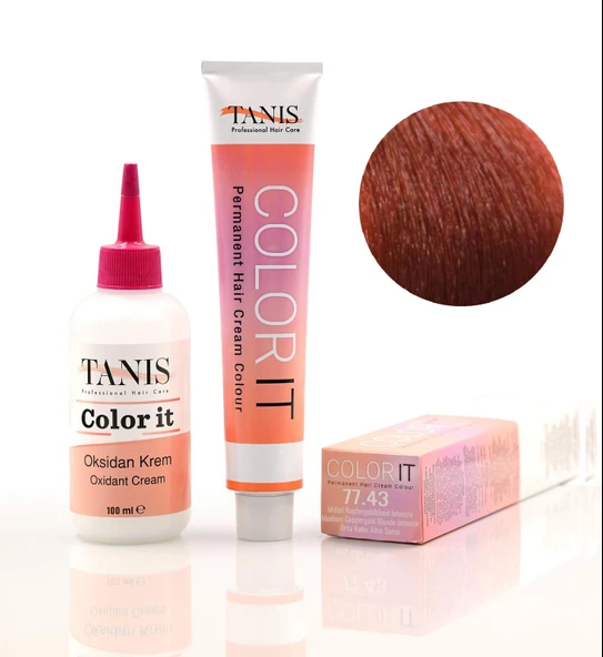 TANİS COLOR-IT (100 ML) Permanent Saç boyası 77.43 (Orta Bakır Altın Sarısı Yoğun) ürün görseli 1